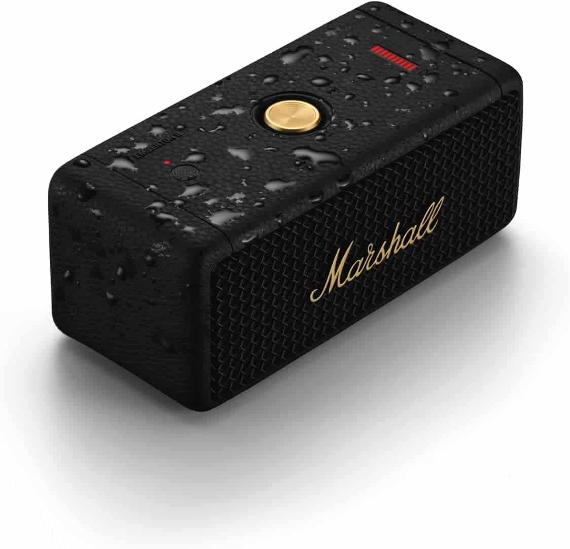 Enceinte Portable Marshall Emberton 2 sur fond blanc, V=en vue oblique